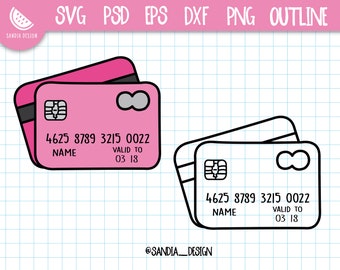Doodle Credit card, SVG, PNG, Psd, outline, personal and commercial use