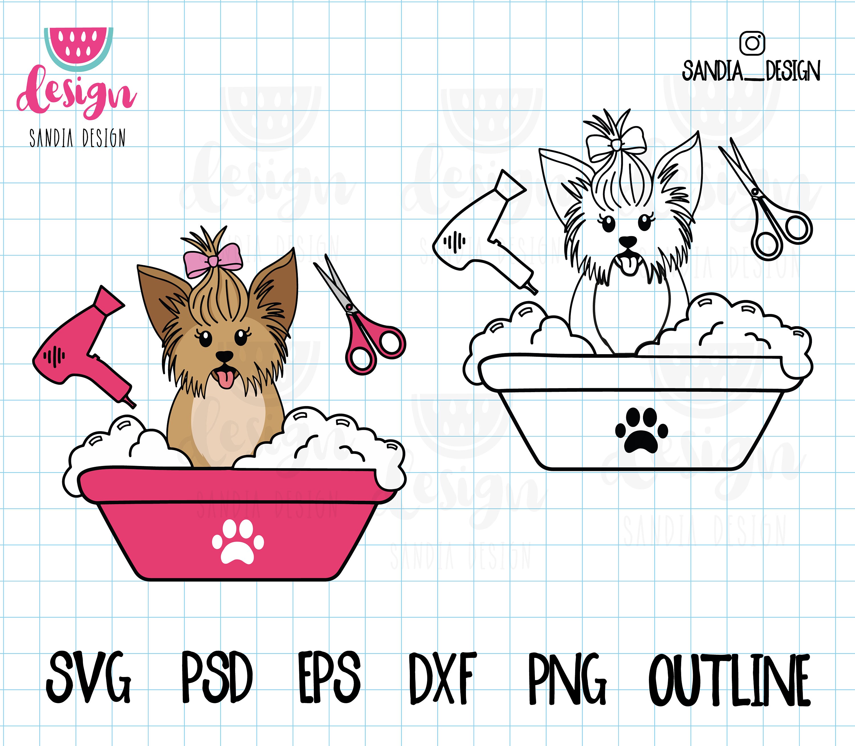 Doodle Dog Grooming SVG PNG PSD outline personal and Etsy