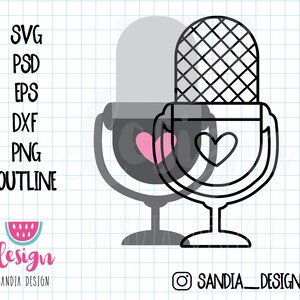 Doodle Microphone, SVG, PNG, PSD, outline, personal and comercial use image 3