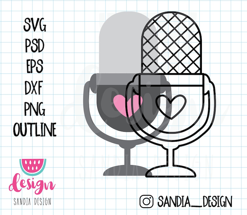 Doodle Microphone, SVG, PNG, PSD, outline, personal and comercial use image 3