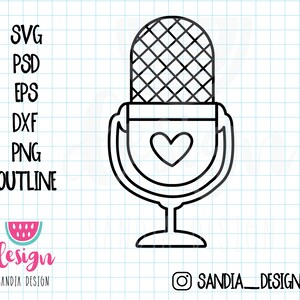 Doodle Microphone, SVG, PNG, PSD, outline, personal and comercial use image 2