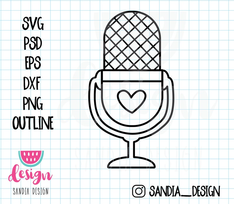 Doodle Microphone, SVG, PNG, PSD, outline, personal and comercial use image 2