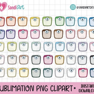 45 Doodle Weight Scale Clipart, PNG 300 dpi
