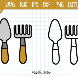 Doodle Garden tool, SVG, PNG, Psd, outline, personal and commercial use