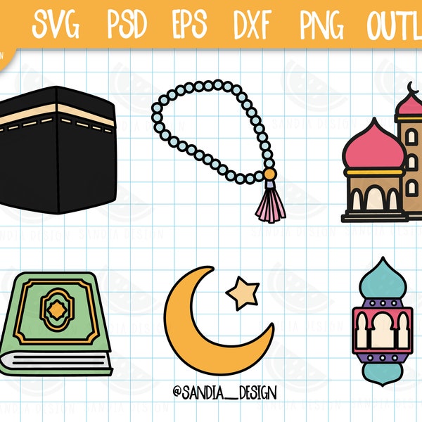 Doodle Islam Icon Clipart, SVG, PNG, Psd, Outline, persönliche und kommerzielle Nutzung