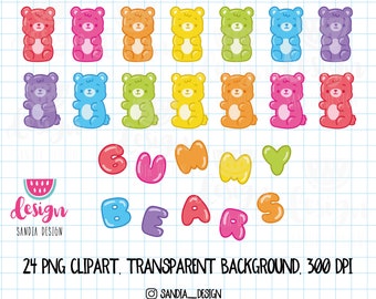 Gummy Bears Clipart Set. Personal and commercial use.
