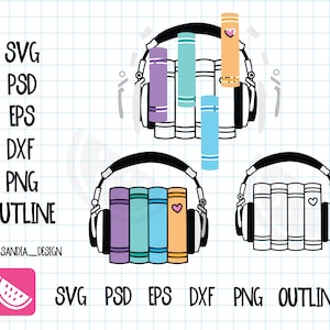 Doodle Audiobook, Audiobook SVG, PNG, Psd, outline, personal and commercial use
