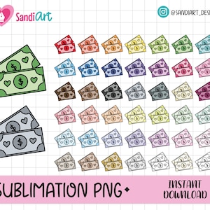 Doodle Geld clipart, veelkleurig Commercieel gebruik