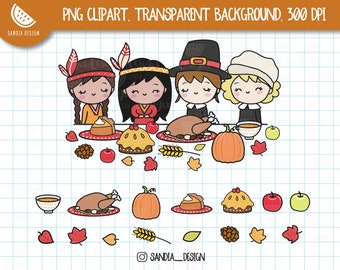 THANKSGIVING Clipart, Chibi Girl, Personal and commercial use