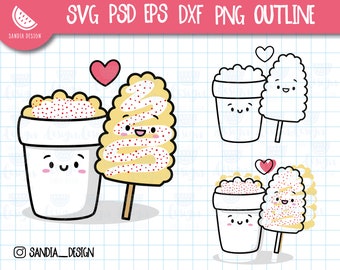 Cute couple Elote y Esquites , SVG, PNG, PSD, outline, Personal and Commercial use