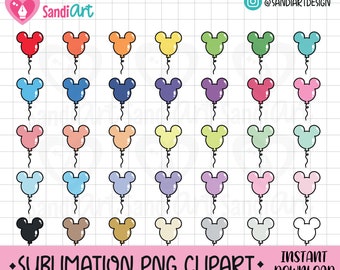 Mouse Ears Balloons, PNG, Multicolor Clipart, Sublimation PNG