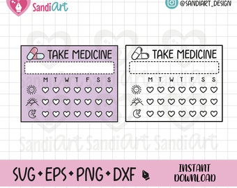 Doodle Medicine Tracker, EPS, SVG, PNG, Dxf, outline, personal and commercial use