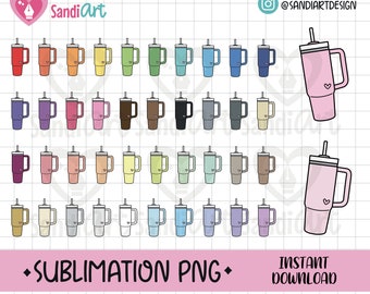 Thermos Cup Clipart, PNG, Multicolor Clipart, Sublimation PNG