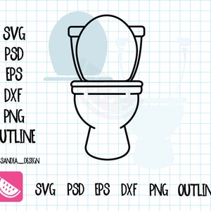 Doodle Toilet, SVG, PNG, PSD, outline, persoonlijk en commercieel gebruik