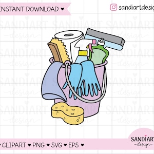 Cleaning Bucket Doodle icon Clipart, PNG, SVG, and EPS, personal and commercial use