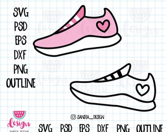 Doodle Running Shoe, SVG, PNG, PSD, outline, personal and comercial use