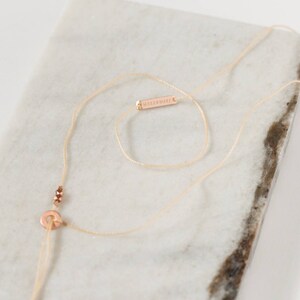 Gilded Wood Bar Lariat Necklace // Oak Wood and Copper Geometric, Y Style Delicate Dainty Minimalist image 9