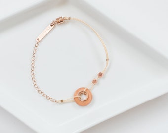 Copper Loop Bracelet // Minimal Industrial Copper Circle Bracelet, Asymmetrical Design