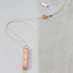 Gilded Wood Bar Lariat Necklace // Oak Wood and Copper Geometric, Y Style Delicate Dainty Minimalist image 8