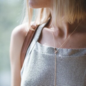 Gilded Wood Bar Lariat Necklace // Oak Wood and Copper Geometric, Y Style Delicate Dainty Minimalist image 7