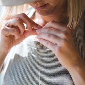 Gilded Wood Bar Lariat Necklace // Oak Wood and Copper Geometric, Y Style Delicate Dainty Minimalist image 6