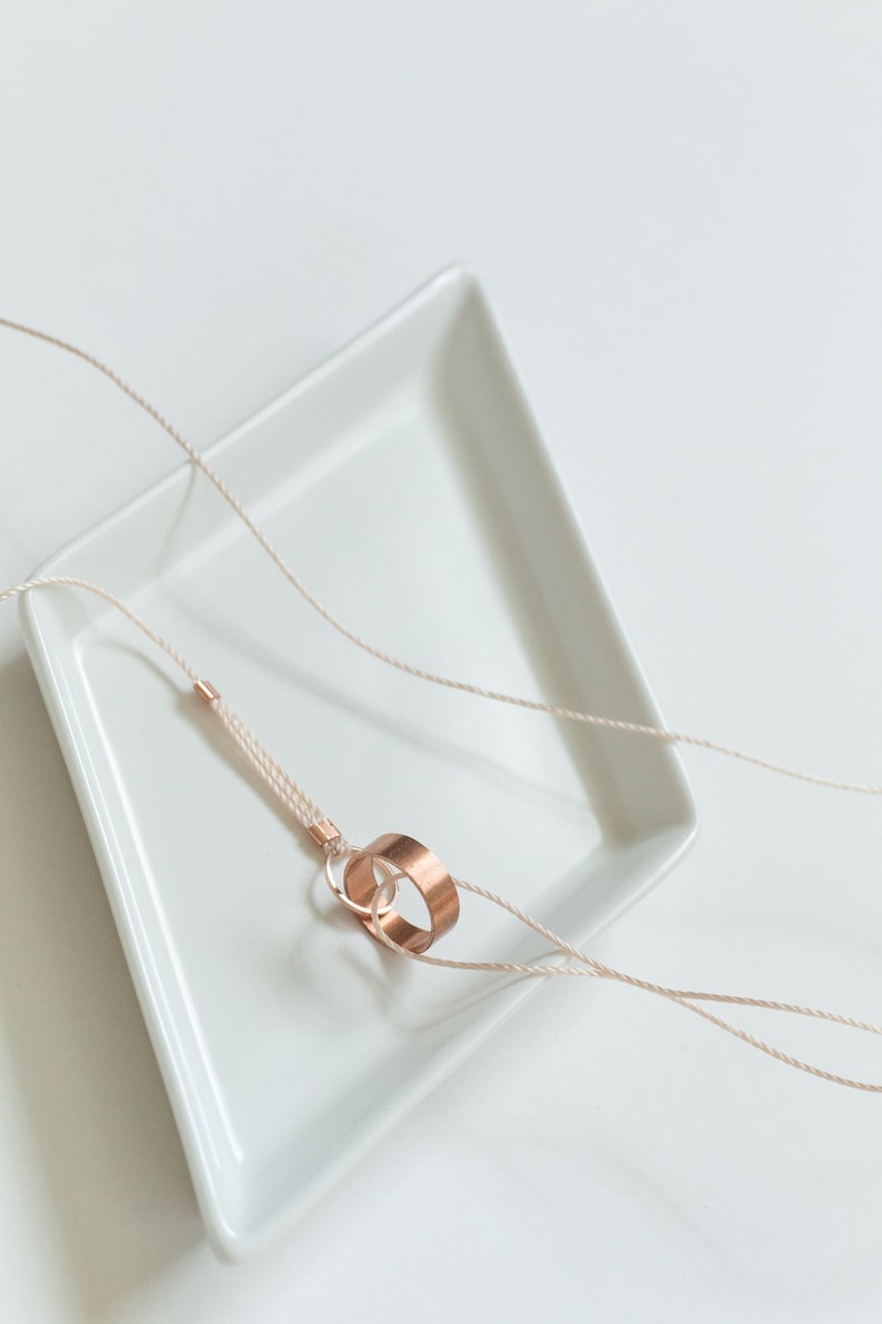 Gilded Geometric Cube Necklace // Mahogany Wood with Copper Leaf, Soft Cord and Copper 100% Hand-Crafted image 3