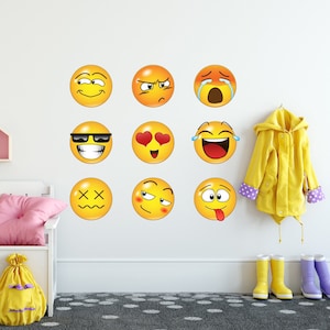 Lot de 16 stickers emoji rigolos pour décoration d'intérieur