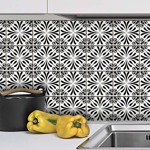 Carrelage Stickers Black and White Set of 24 Tiles Decals - Etsy