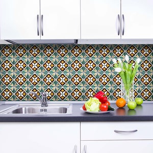 Vintage retro Set of 24 Tiles Decals Tiles Stickers Tiles for walls Kitchen Bathroom V11