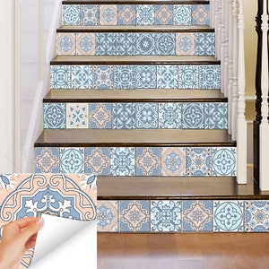 Turquoise Blue Tile Stickers Set of 24 Tile Decals mixed Tiles for walls Kitchen Bathroom SB21