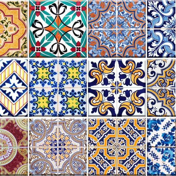 Mexican Portuguese decals 24 vintage traditional Tiles Decals stickers staris drcals Tiles for walls Kitchen decals DIY home decor Ha2
