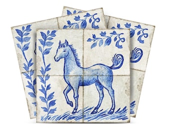 Delft Horse Peel and Stick tile Vintage decor D40