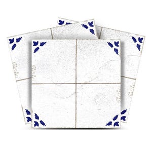 Blue corner pattern Blue Delft tile Vintage Sticker Peel And Stick Tile Stickers Delft tile fireplace surround Kitchen Tile Trends  R84