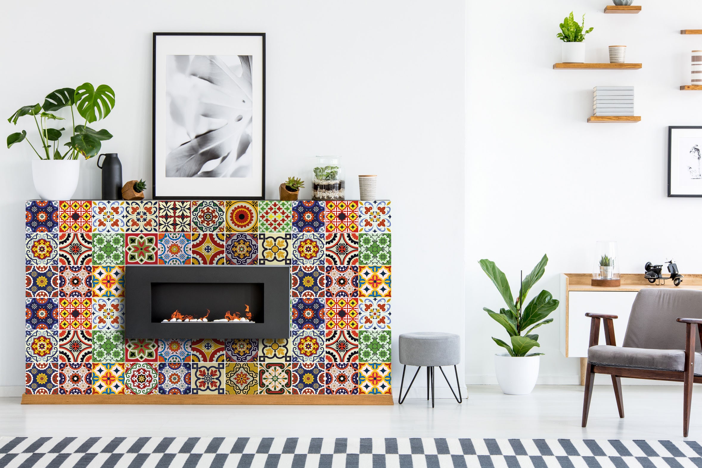 Kitchen design DIY 24 tile stickers Mexican Talavera style Etsy