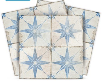 Fade blue vintage touch Set of 24 Tiles Decals adhesivo de azulejo Tiles Stickers Tiles for walls Kitchen Bathroom