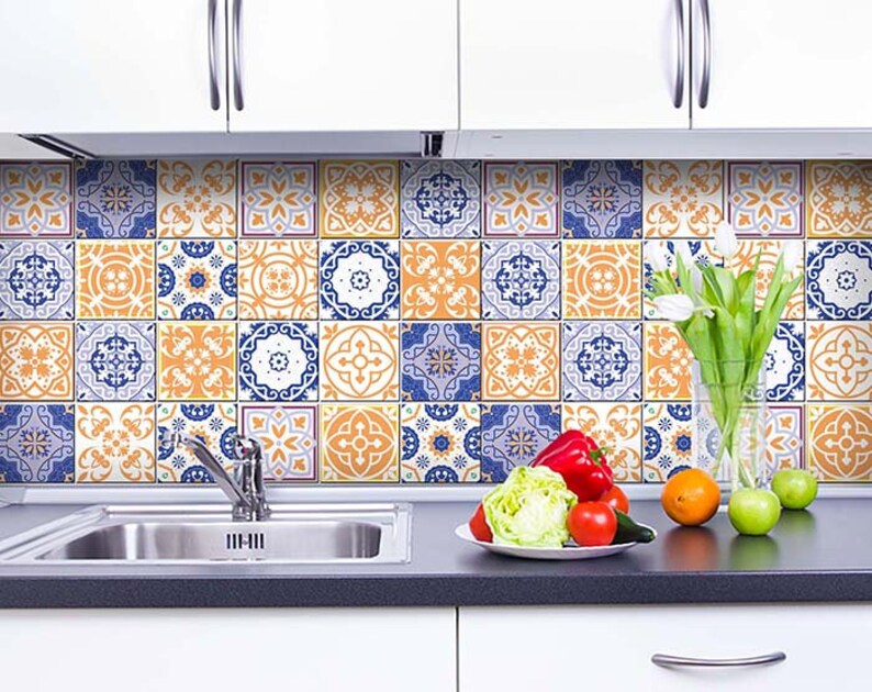 Kitchen Decals Peel and Stick Backsplas Stickers 24 Tiles Etsy