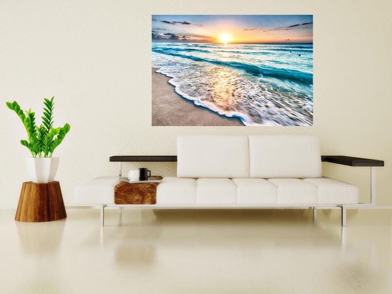 Sunset beach sea wall Decal ocean murals Wall Decor Vinyl image 6