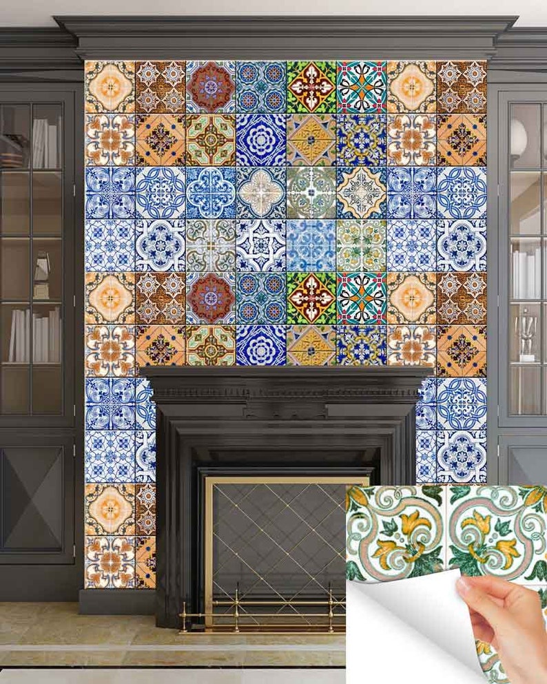 Tile Decal Rug Tile Decals 24 Vintage Traditional Tiles Decals Stickers Stairs Decals ...