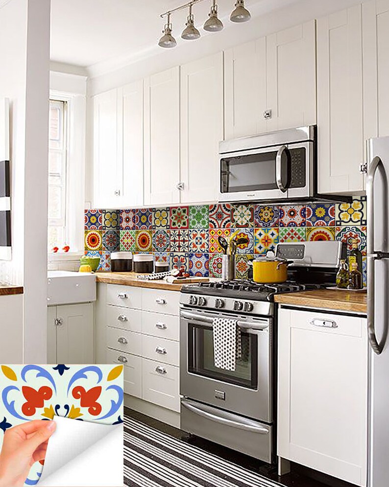 DIY Set of 24 Vintage Mural Mexican Tiles Decals Bathroom Etsy