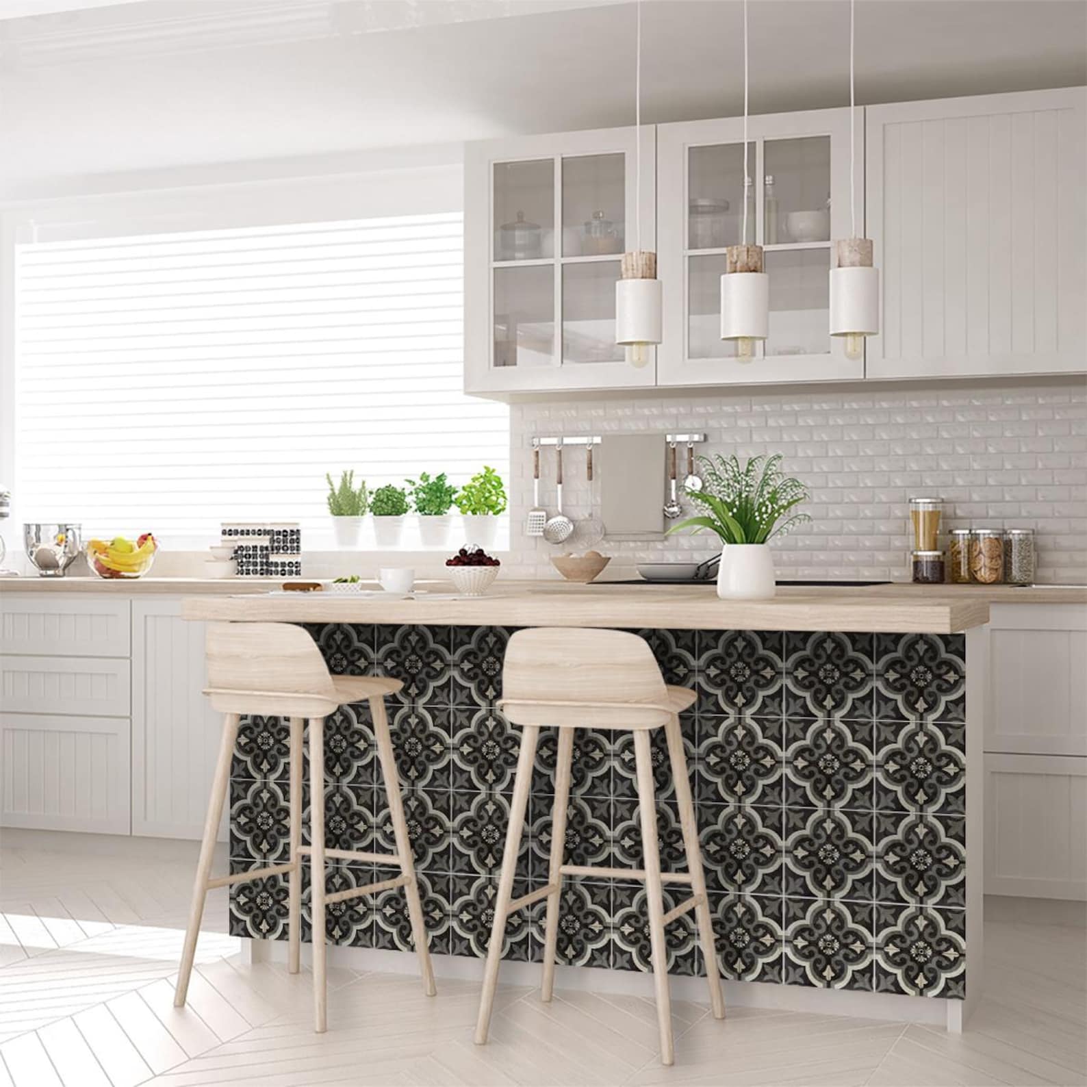 VICTORIAN TILES Peel and Stick Tile Stickers Vinyl Cover Splashback ...