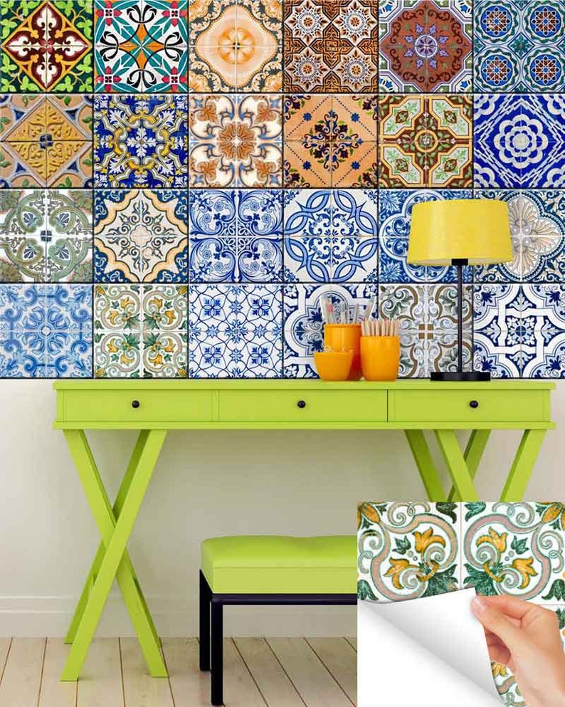 Tile Decals 24 Vintage Traditional Tiles Decals Stickers Etsy