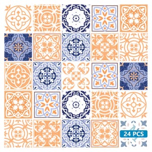 Splashback 24 tile stickers Mexican tile stickers mixed for walls Kitchendecals  bathroom Stair decals SB40