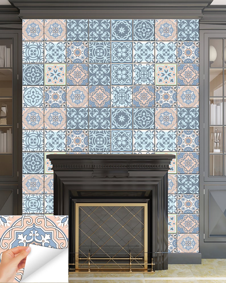 Decals Bathroom Gray Tile Set of 24 Tiles Decals Tiles Etsy