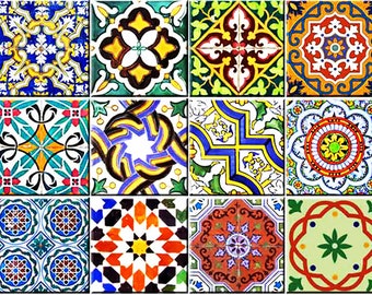 Set of 24 vintage traditional mexican Tiles Decals bathroom stickers mixed Tiles for walls Kitchen home decor AB2