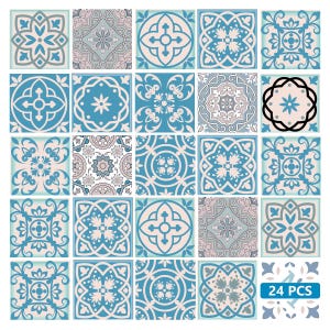 Kitchen decals NEW Portuguese tile stickers Home decor Ideas  Tile Sticker Set of 24 Tiles decal mixed Tiles Mexican tile SB19