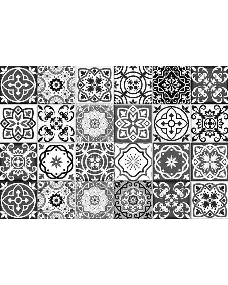 Decals Bathroom Black Gray Tile Set of 24 Tiles Decals Tiles Etsy