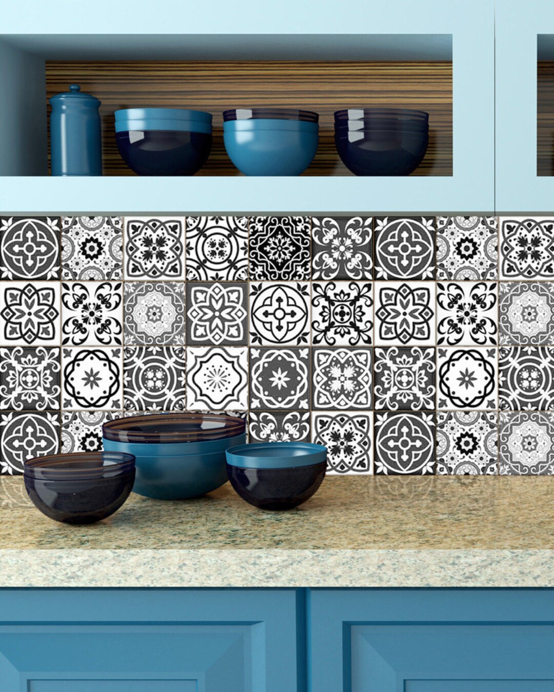 Decals Bathroom Gray Tile Set of 24 Tiles Decals Tiles Stickers Tiles