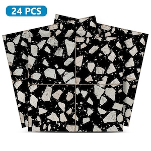TERRAZZO Self-adhesive tiles Peel and stick stair treads Black Ans white Trands 2025 X Peel and stick tile Kitchen Trends Vintage Decor T7
