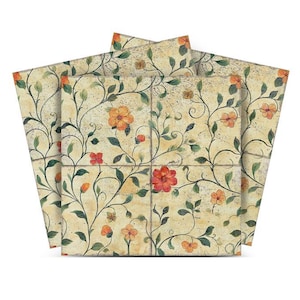 Vinilos para azulejos vintage de flores, azulejos adhesivos de vinilo para cocina, baño y escaleras R122