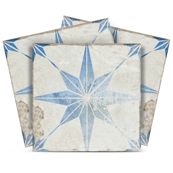 Fade blue vintage STAR TILE - Add Some Sparkle to Your Kitchen with a Backsplash Tile Makeover - Let the Joy Begin!